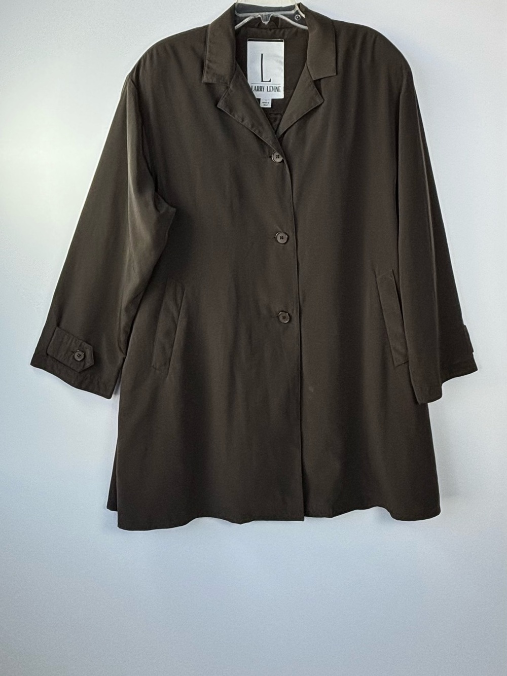 Larry Levine Dark Brown Single-Breasted Trench Coat